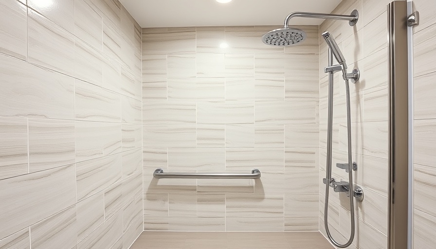Modern ADA-compliant shower setup for ADA shower size regulations.