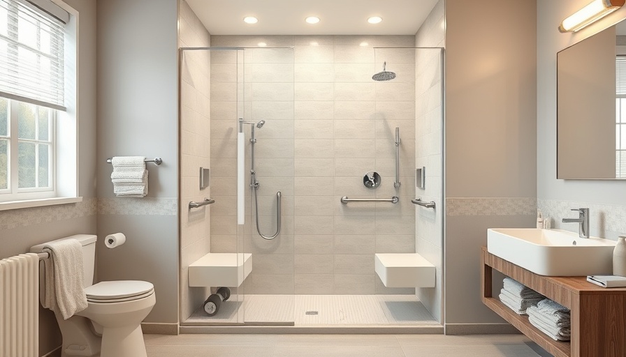 Modern ADA-compliant shower with accessible features.