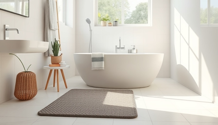 Modern bathroom with anti-slip bath mat in Toms River.