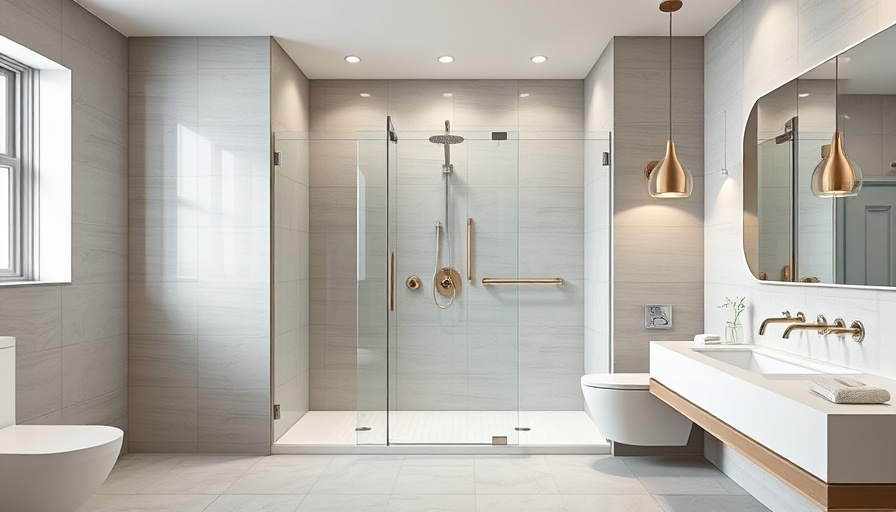 Modern barrier-free shower in Ocean County bathroom.