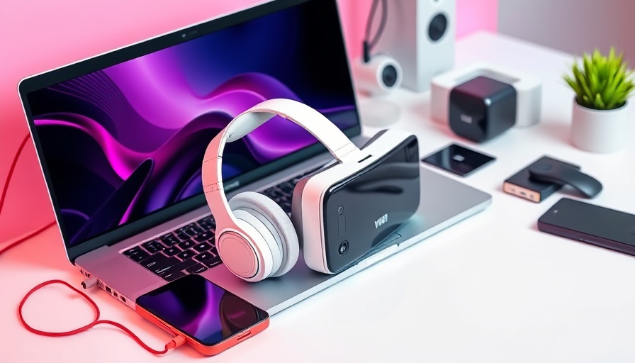 Modern tech setup with gadgets promoting optimized layouts for small spaces.