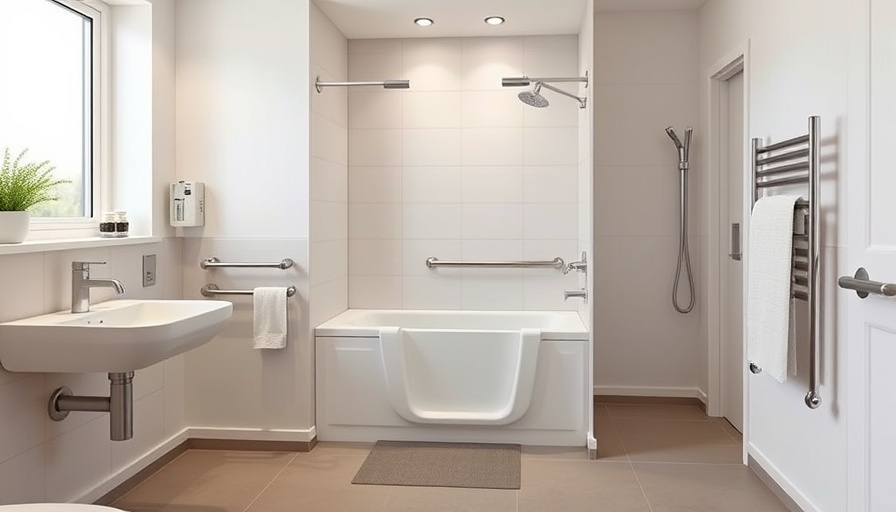 Bathroom designed for seniors with safety features and modern amenities.