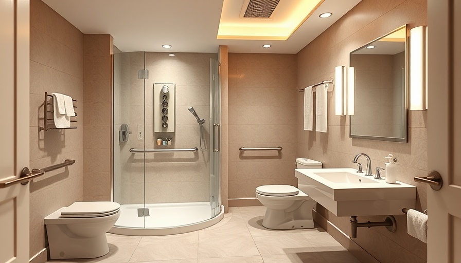 Modern bathroom with essential safety features for seniors.