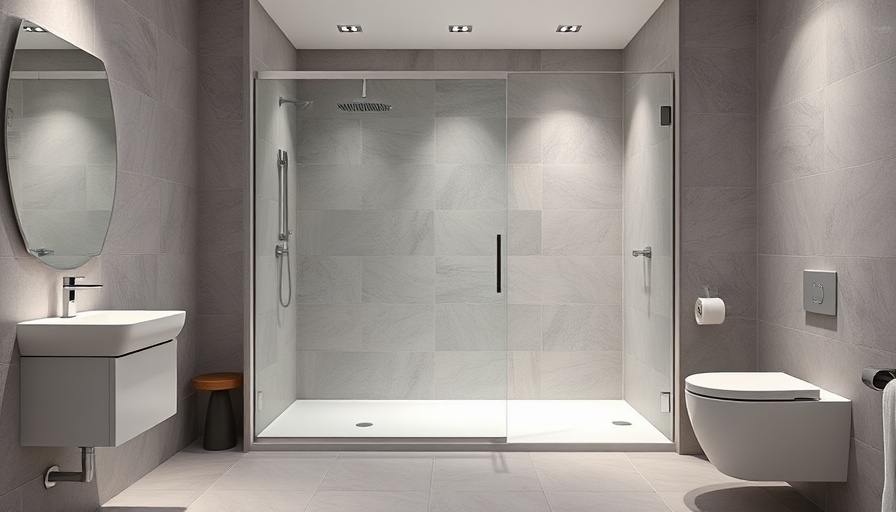 Modern barrier-free shower with sleek design and floor-level entry.