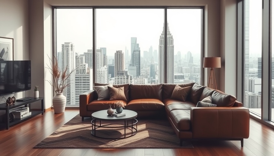 Modern living room with city view, highlighting insulation choices.