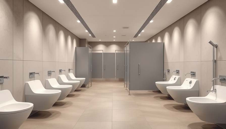 Modern inclusive design in public bathrooms with accessible features.
