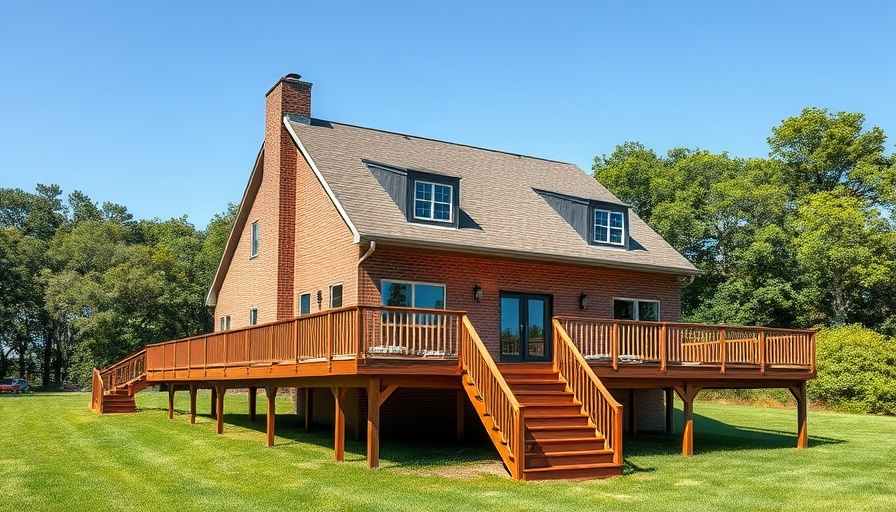 Brick house with wooden deck in Brooklyn.