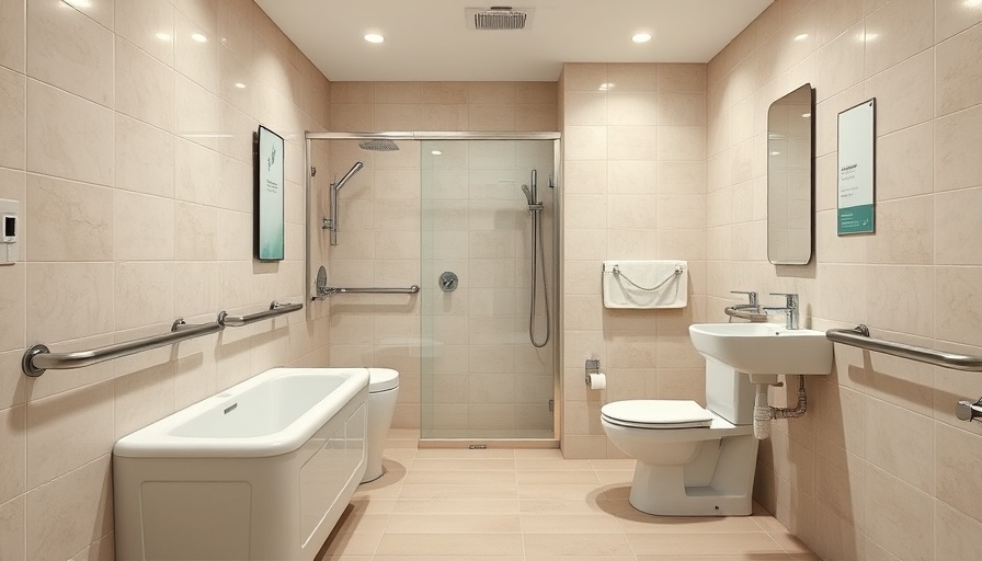 Elderly-friendly bathroom with safety features like grab bars.