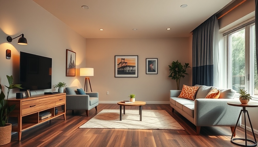 Modern living room with DIY accessibility upgrades.