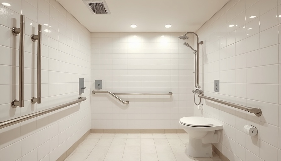 Spacious ADA-compliant bathroom with modern features and bright lighting.