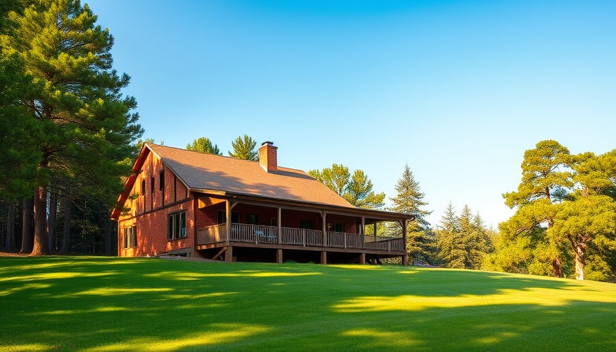 Elevated brick house with deck in green setting - Best Portable Heaters for Brooklyn Basements.