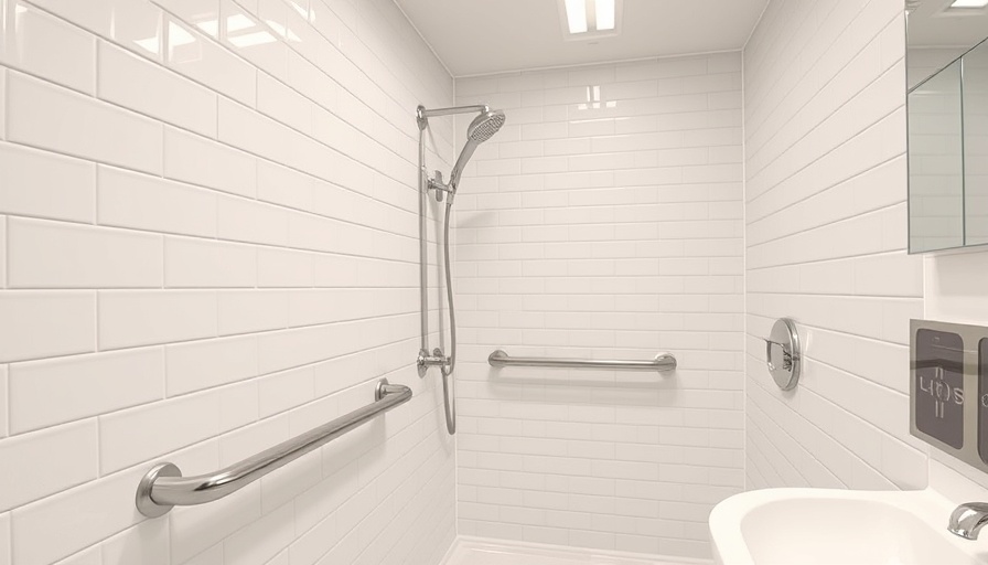 Modern bathroom with grab bar for safety - Grab Bars Save Lives
