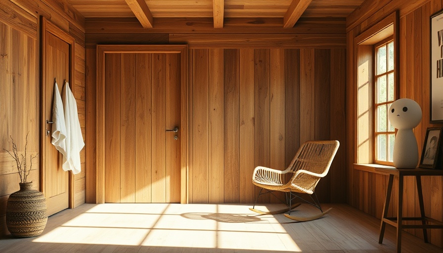 Modern rustic interior in renovation showcase with wooden walls.