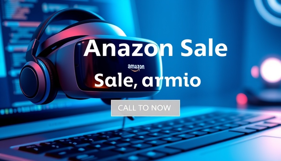 Amazon sale advertisement featuring VR gear and headphones on blue background, promoting basement safety in Brooklyn