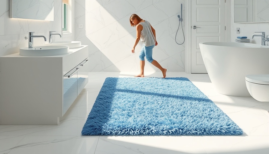 Securing bathroom rugs with modern decor.