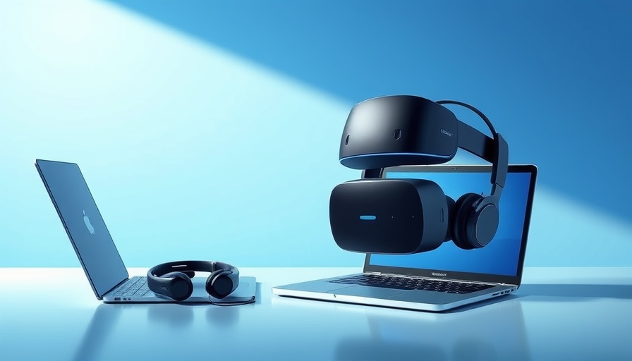 VR headset and laptop advertisement banner