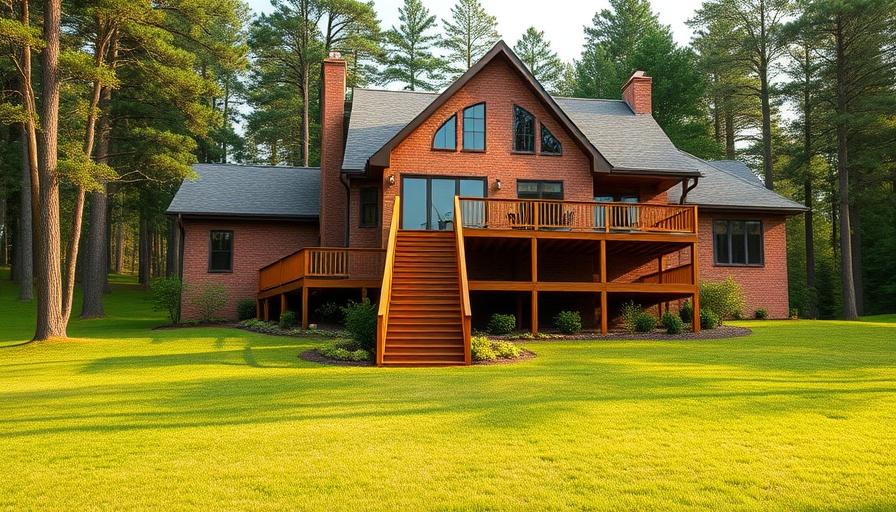 Large house with smart storage deck and spacious lawn.
