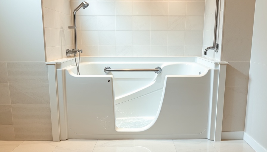 Ergonomic bathtub designed for seniors in a modern bathroom.
