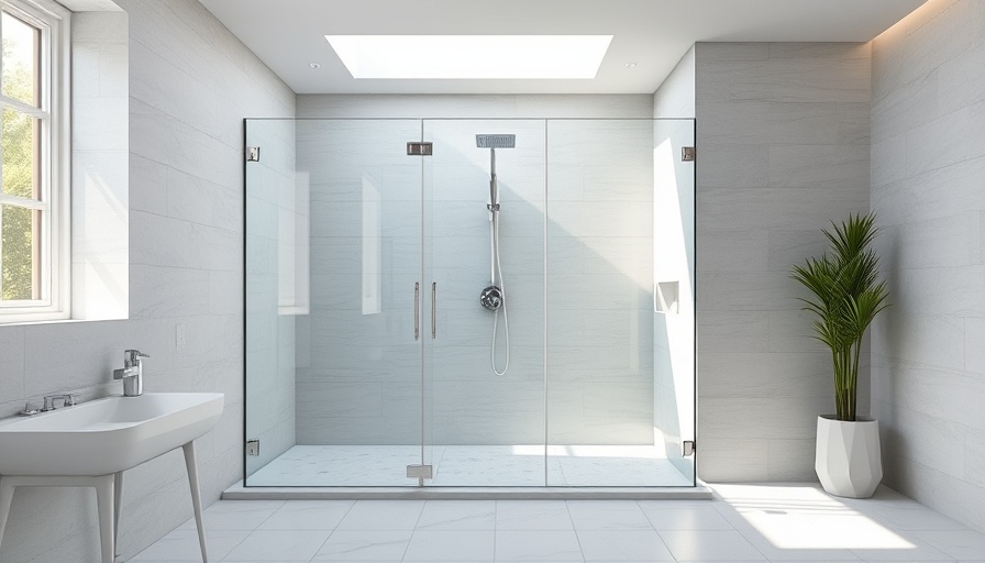 Modern curbless shower with elegant design in natural light.