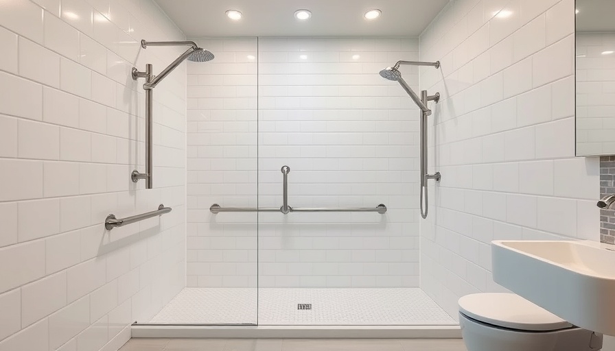 Modern ADA compliant barrier-free shower with accessibility features.
