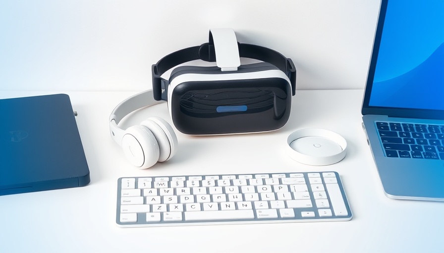 Smart storage tech setup with VR headset and keyboard.