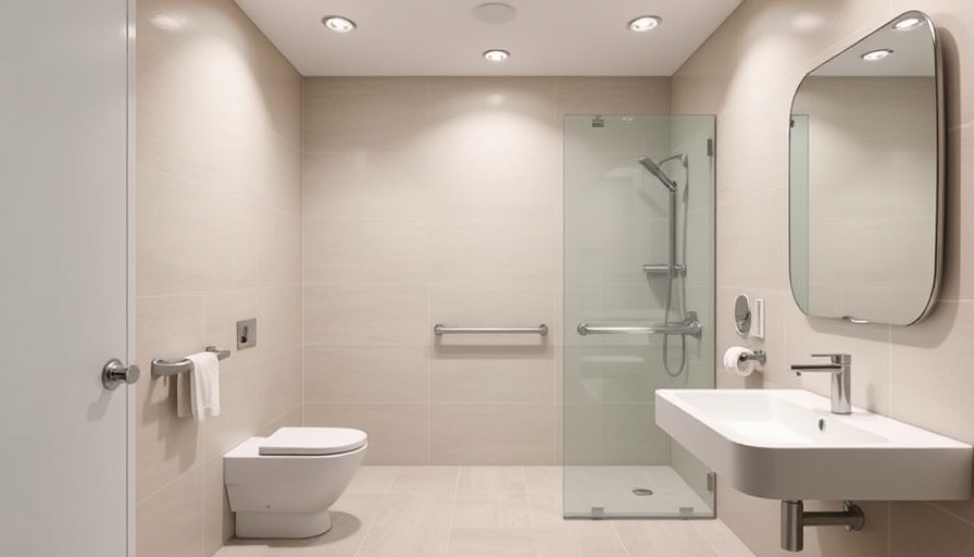 Bathroom with DIY accessibility upgrades, grab bars and walk-in shower.