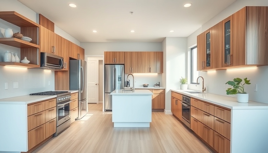 Modern kitchen showcasing ADA compliance with open space design.