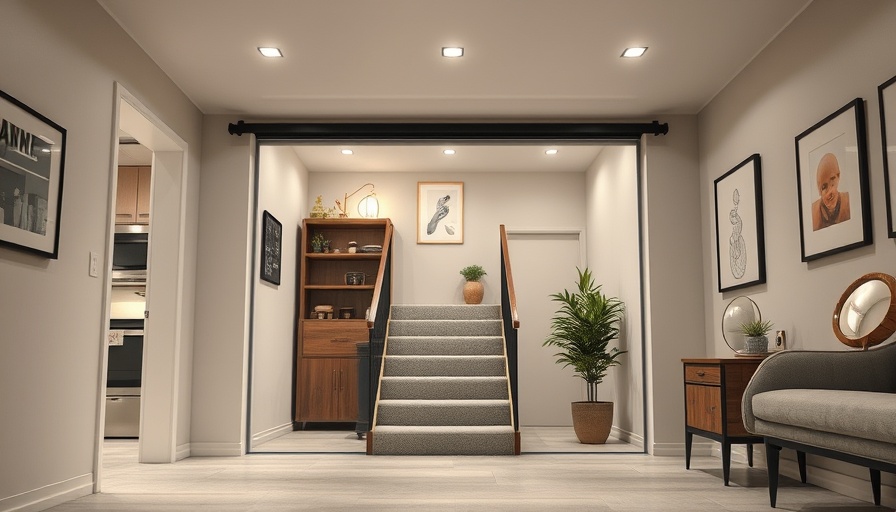 Climate Control for Basement Storage: modern basement entrance with sliding door.
