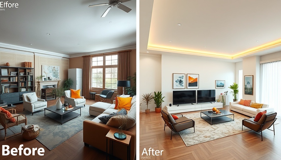 Before and after renovation showcases: modern living room redesign.