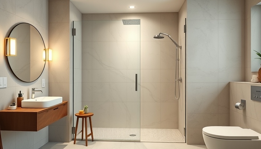 Contemporary barrier-free shower design in modern bathroom.