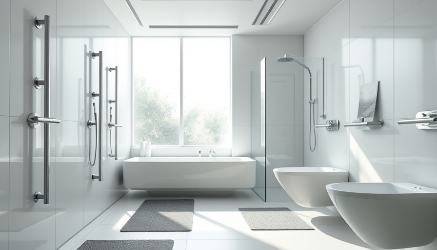 Modern bathroom with safety features for arthritis.