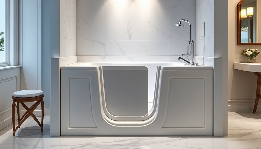 Modern walk-in tub highlighting key safety features in an elegant bathroom.