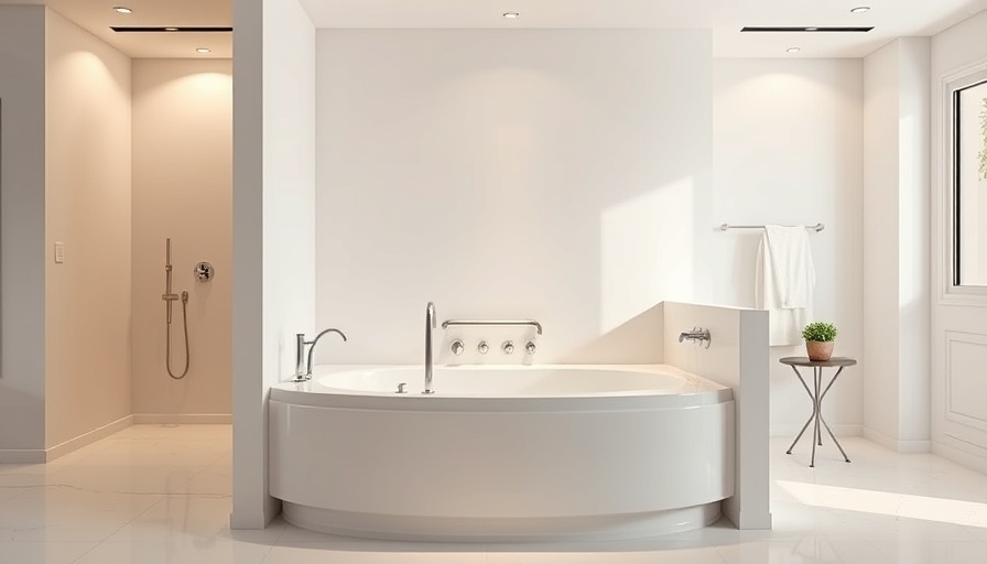 Modern walk-in tub with safety handrails in a sleek bathroom.