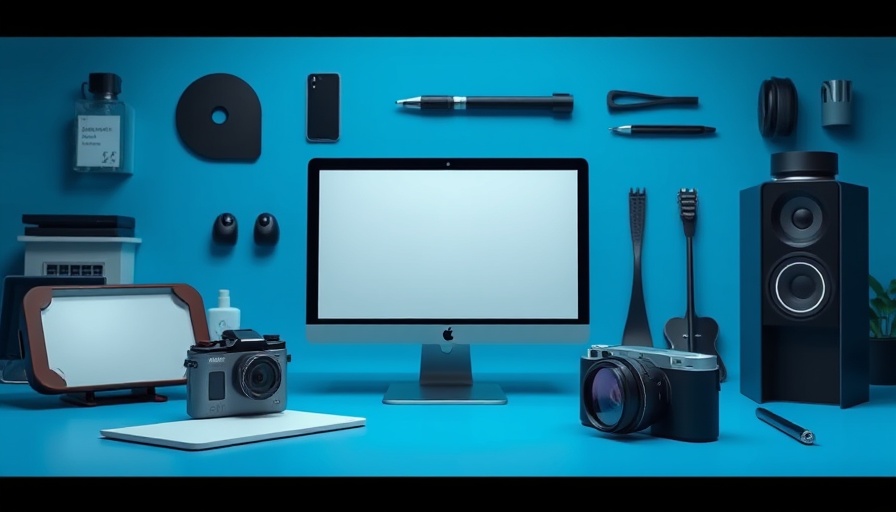 Optimized layouts for small spaces in blue tech setup ad.