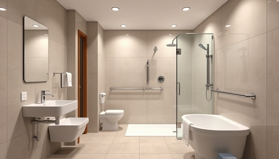 Accessible bathroom design with modern features and grab bars.
