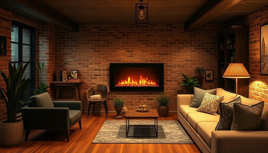 Brooklyn Basement Fireplace Installation with modern decor.