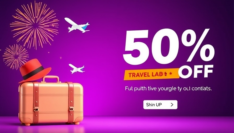 Travel advertisement for Europe with suitcase and airplane.