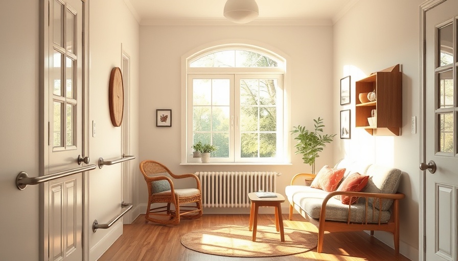 Room with DIY accessibility upgrades, featuring grab bars and a ramp.