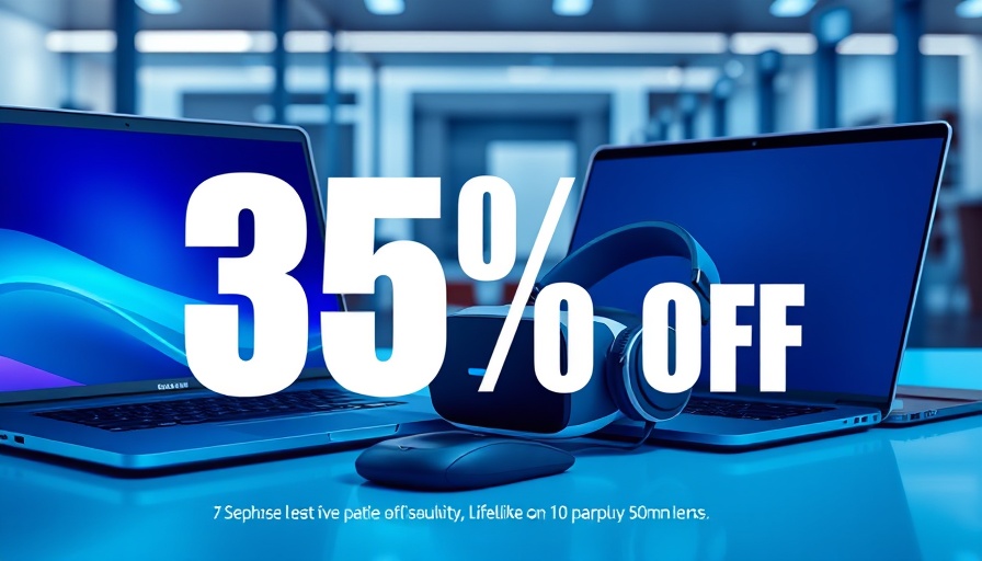 Advertisement with tech gadgets highlighting Amazon discount.
