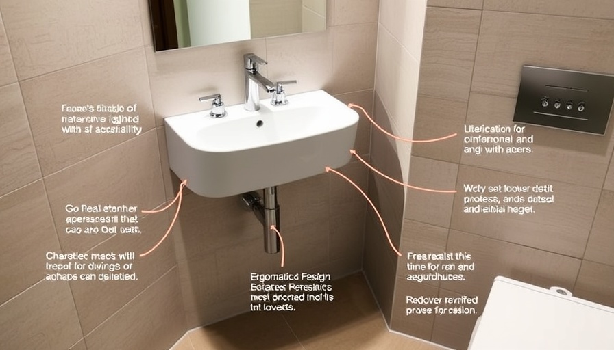 Modern accessible sink showing sink height regulations for wheelchair users.
