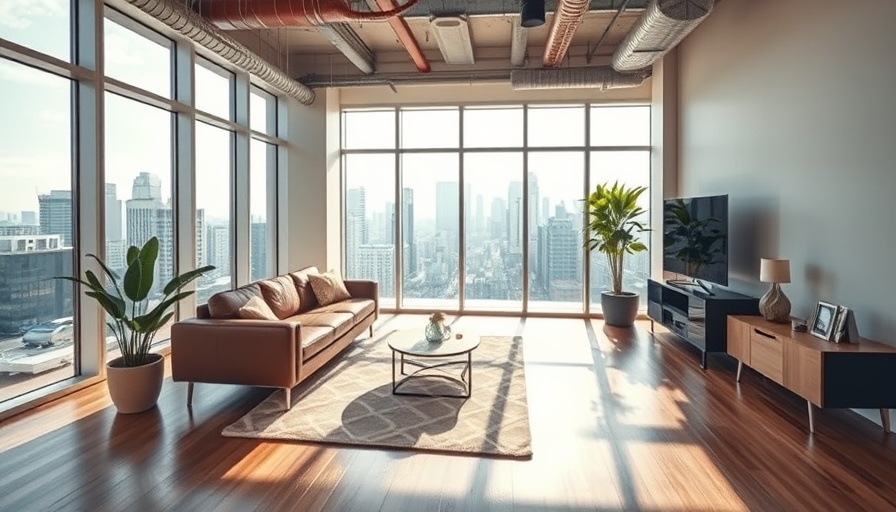 Modern apartment interior with city view highlighting legal and zoning considerations.