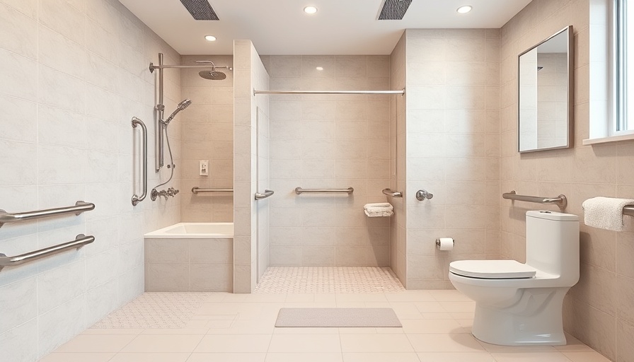 Modern bathroom with safety features to prevent bathroom falls.