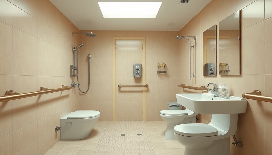 Modern bathroom emphasizing Bathroom Safety Basics with safety features.