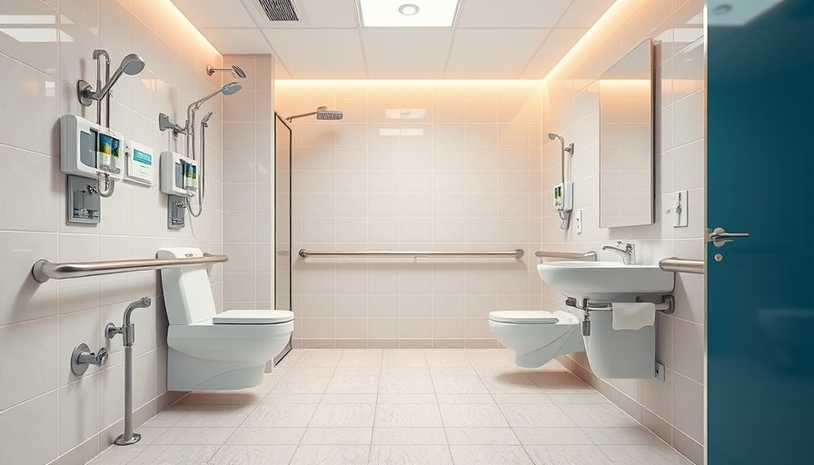 Healthcare bathroom with safety features enhancing patient care.