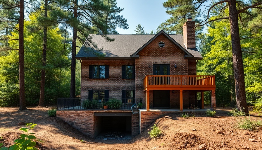 Two-story brick house with visible basement area, mold prevention structure in Brooklyn.