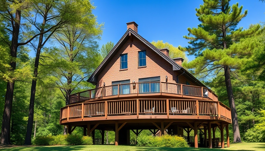 Spacious elevated house with a large deck for smart storage and organization.