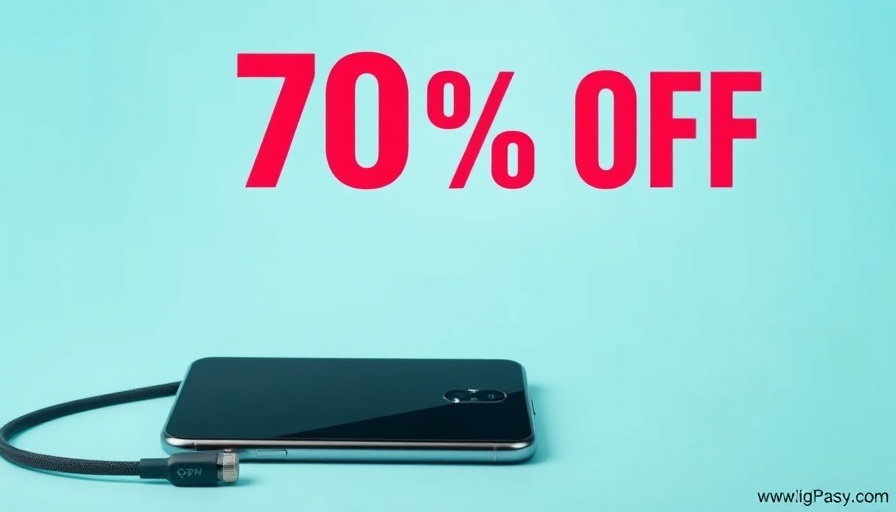 Vibrant banner with smartphone, headphones, 70% discount.