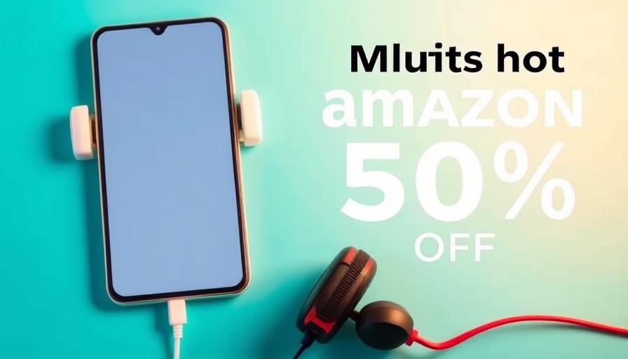Advertisement banner for Amazon discounts featuring a phone and headphones.