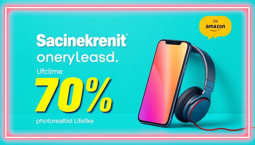 Advertisement banner showing smartphone and headphones with Amazon discount.