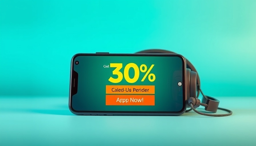 Amazon discount ad with smartphone and headphones.